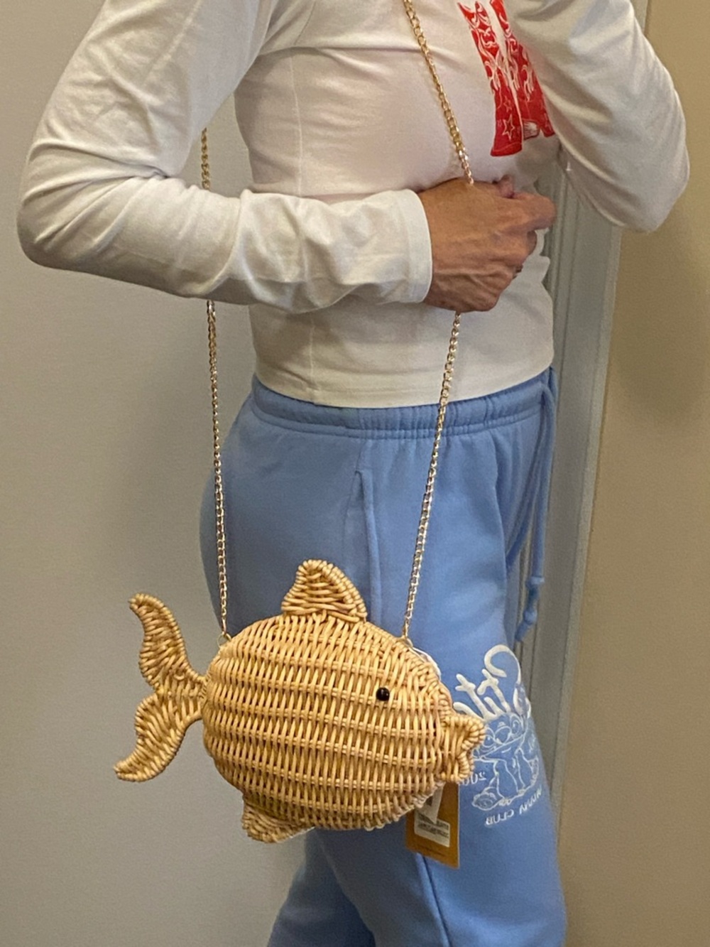 Tommy Bahama Woven Straw Fish Crossbody Bag